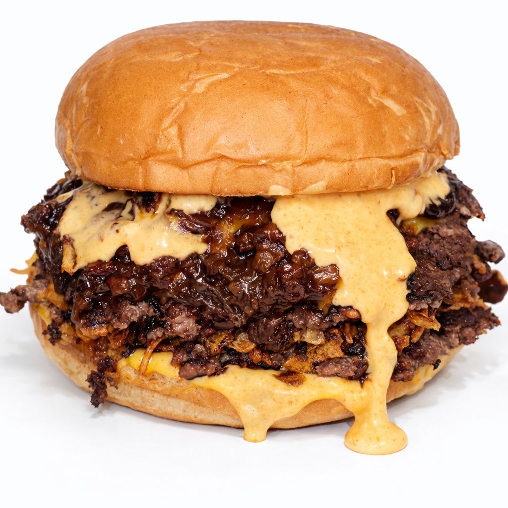 Memphis Groove: burger de Yuúmy con cheddar, bacon y salsa